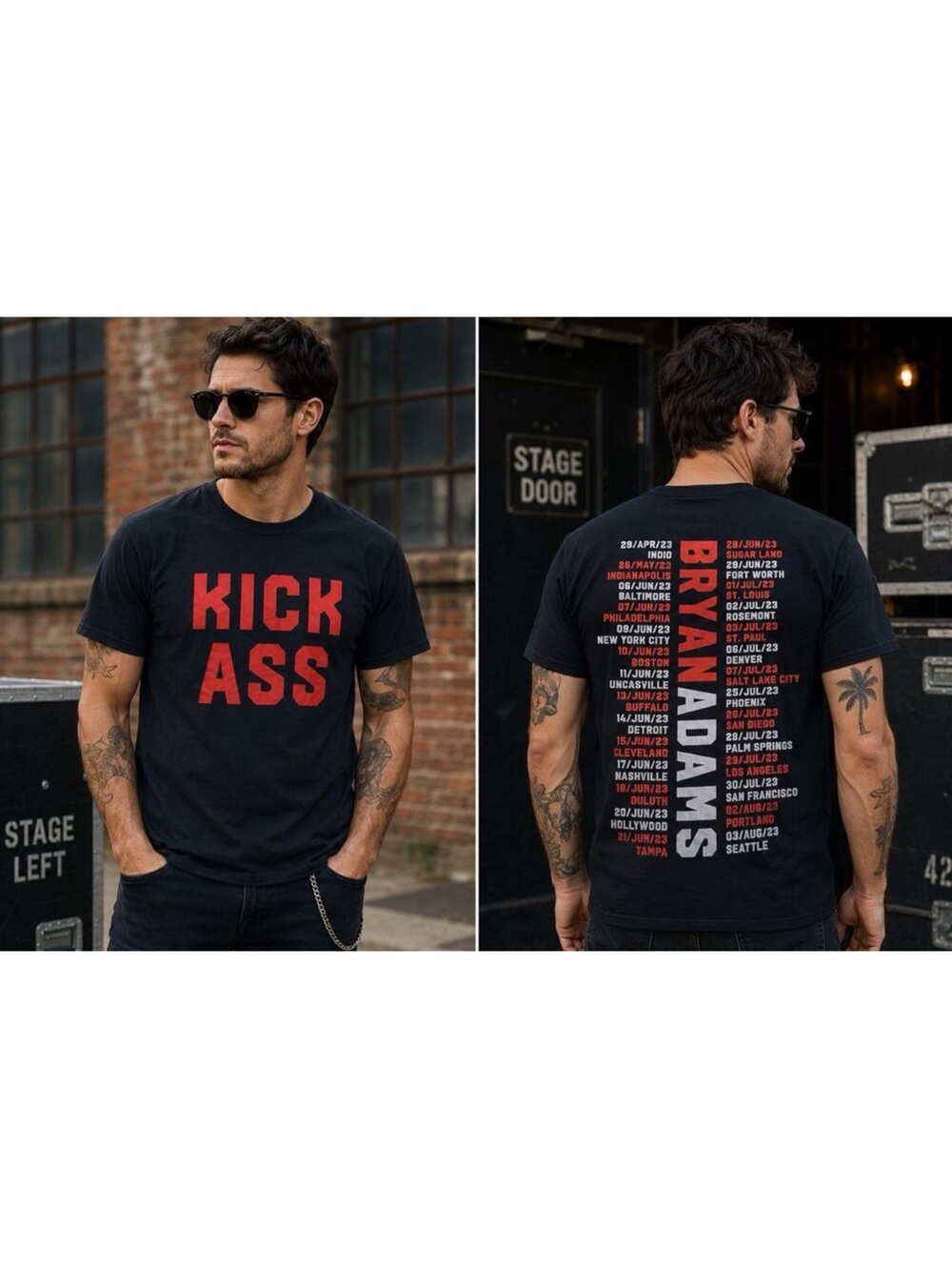 Bryan Adam’s Kick Ass Graphic Tour T-Shirt - Black with Red Print